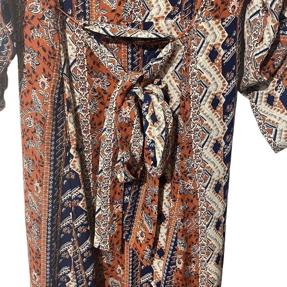 𝅺NWT ABS Boho Cottagecore Prairie Maxi Dress w/Fabric Belt - Picture 4 of 6